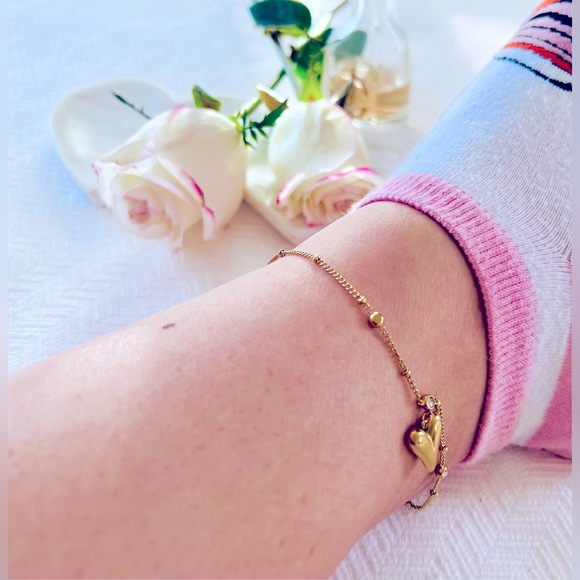 “Intensity Heart “❤️ 18K Gold Plated Stainless Steel Ankle Bracelet - Picture 4 of 5